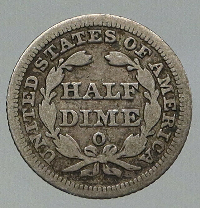 1853 O UNITED STATES US Silver SEATED LIBERTY OLD Silver Half Dime Coin i92792