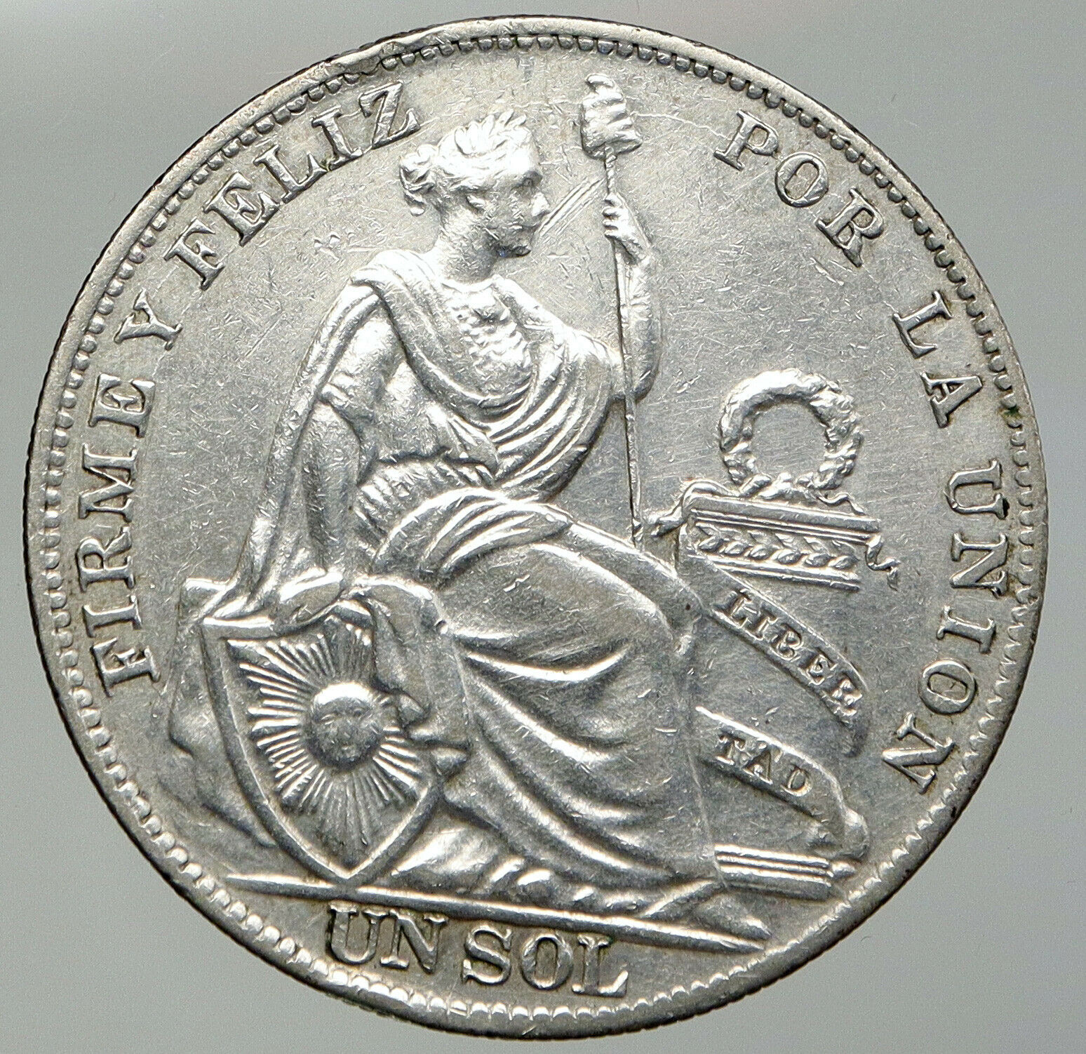 1934 PERU South America 1 SOL Antique BIG Original Silver Peruvian Coin i92801