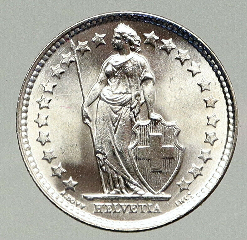 1934B SWITZERLAND HELVETIA Symbolizes SWISS Nation SILVER 1/2 Francs Coin i92877