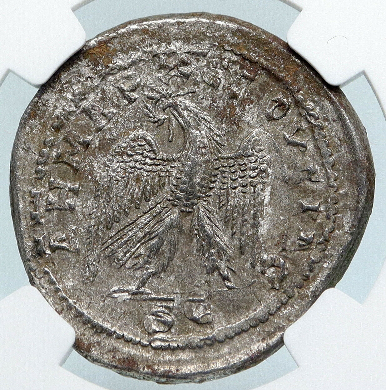 GORDIAN III Authentic Ancient 238AD Silver Roman Coin EAGLE & WREATH NGC i89476