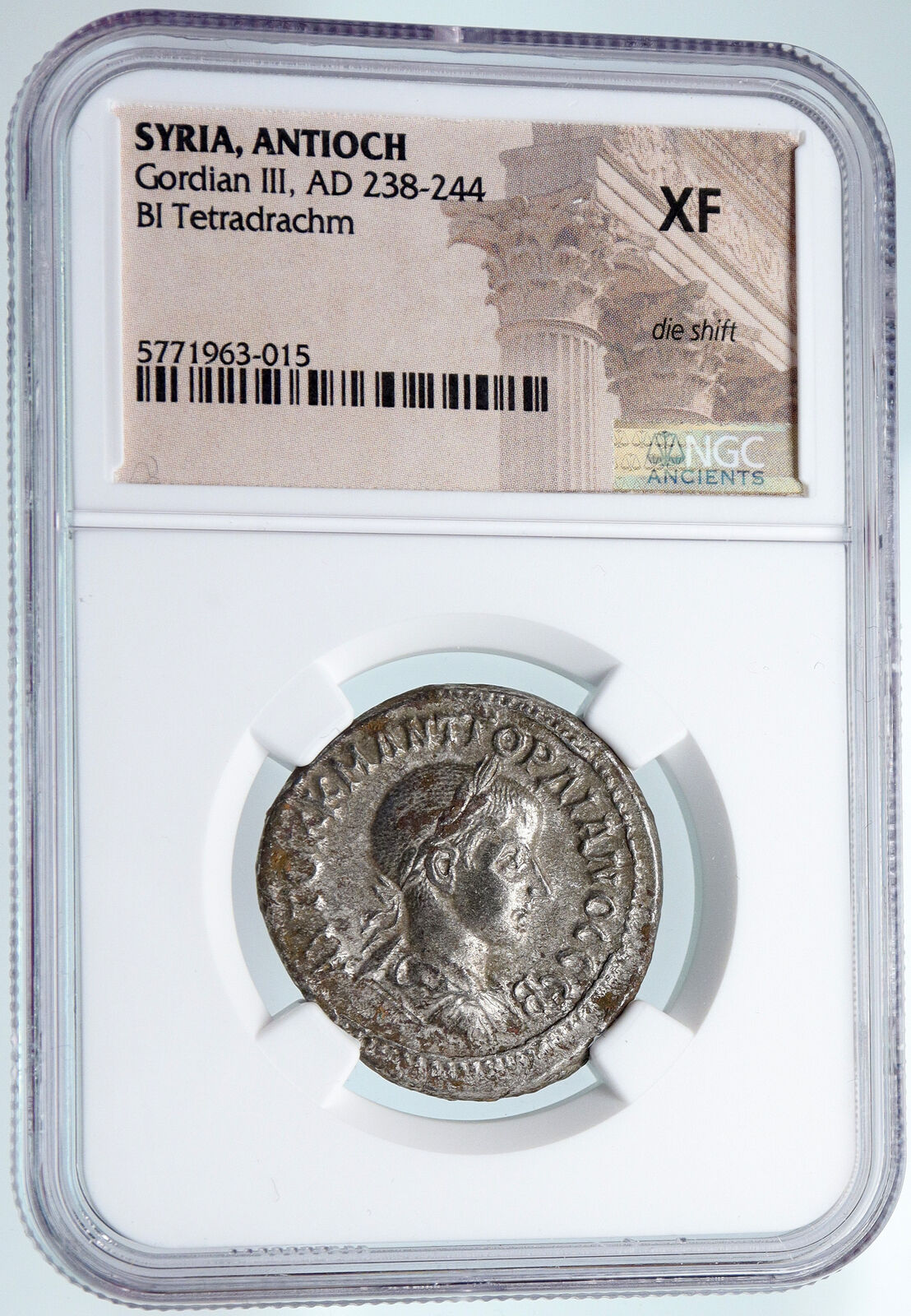 GORDIAN III Authentic Ancient 238AD Silver Roman Coin EAGLE & WREATH NGC i89476