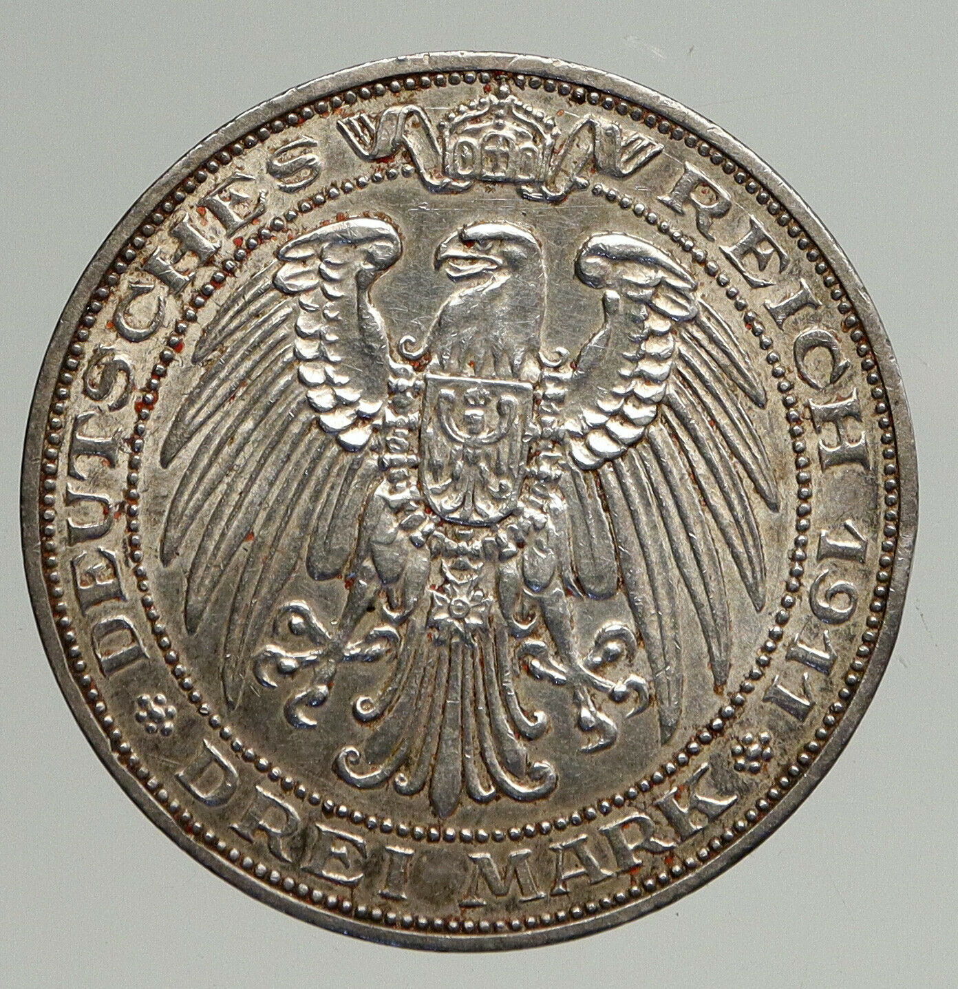 1911 A PRUSSIA KINGDOM Germany WILHELM II & III Silver 3 Mark German Coin i93823