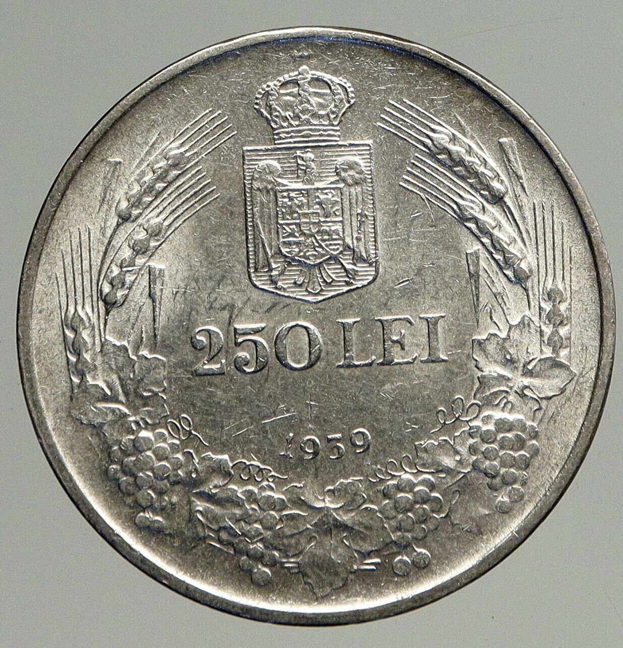 1939 ROMANIA King Carol II Shield VINTAGE Silver 250 Lei Romanian Coin i93828