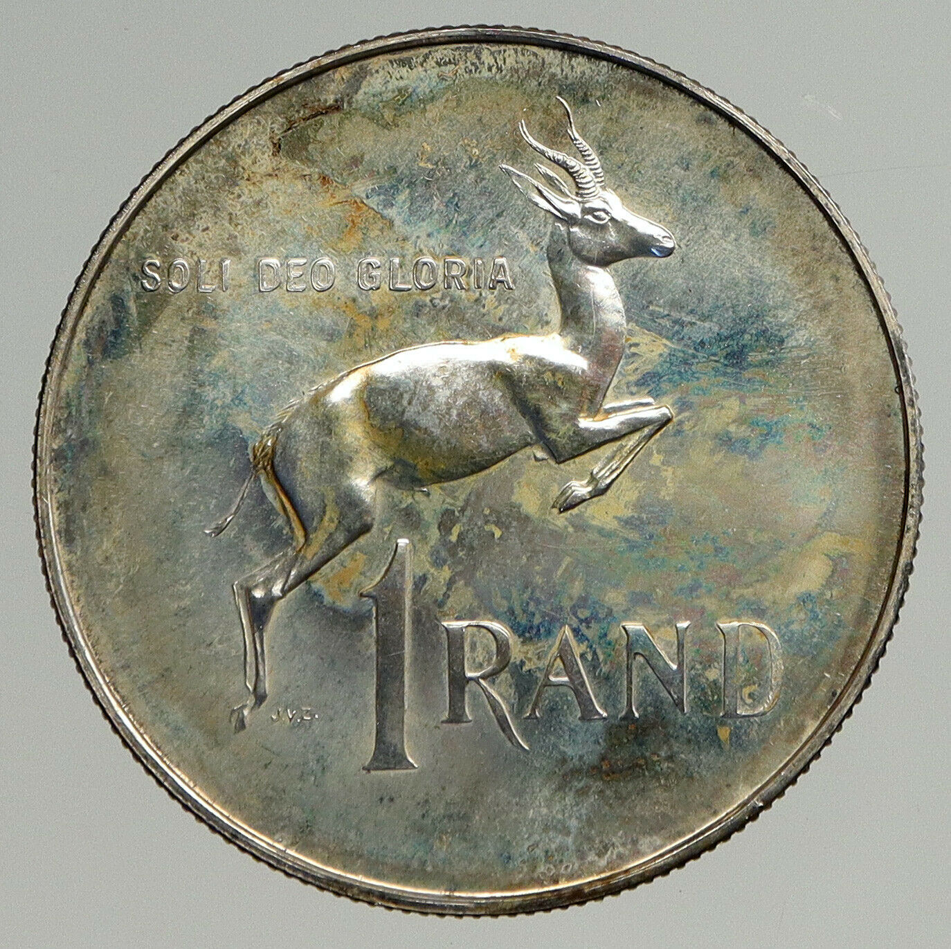 1966 SOUTH AFRICA Founder Jan van Riebeeck Deer PROOF Silver 1 Rand Coin i93829