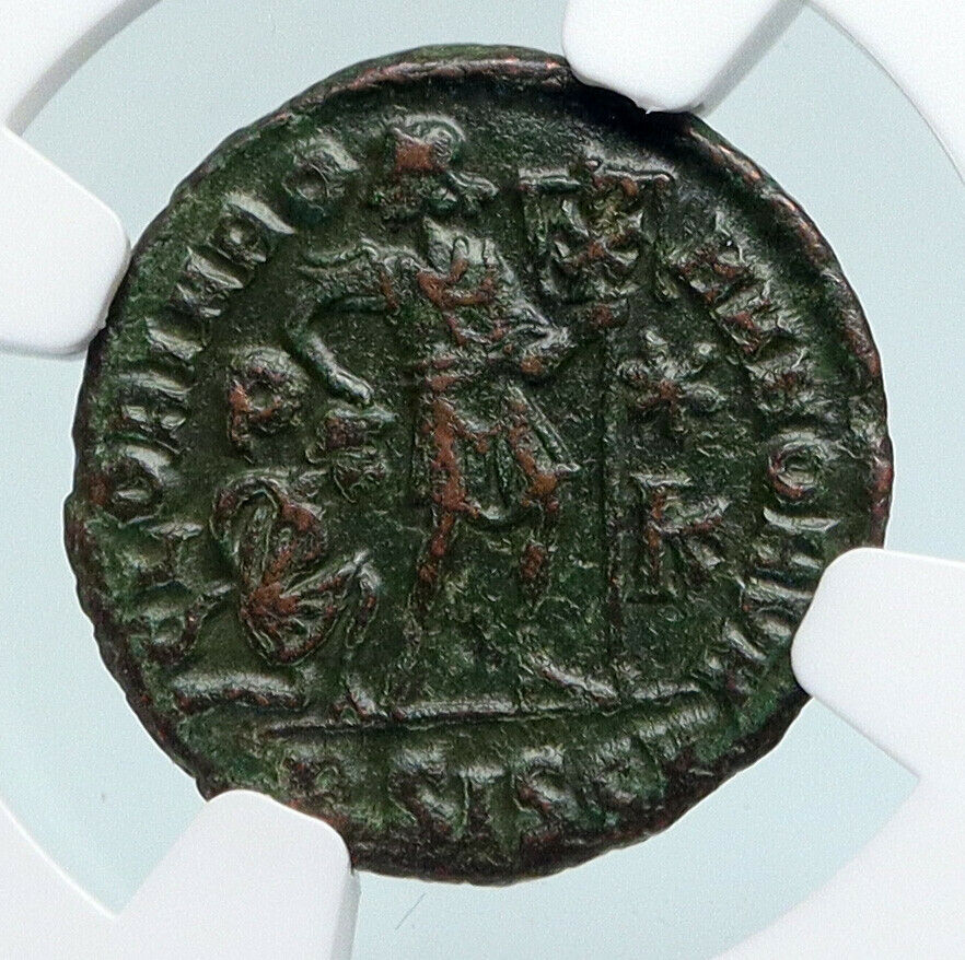 VALENTINIAN I Captive & CHRIST Chi-Rho Christian Ancient Roman Coin NGC i89703