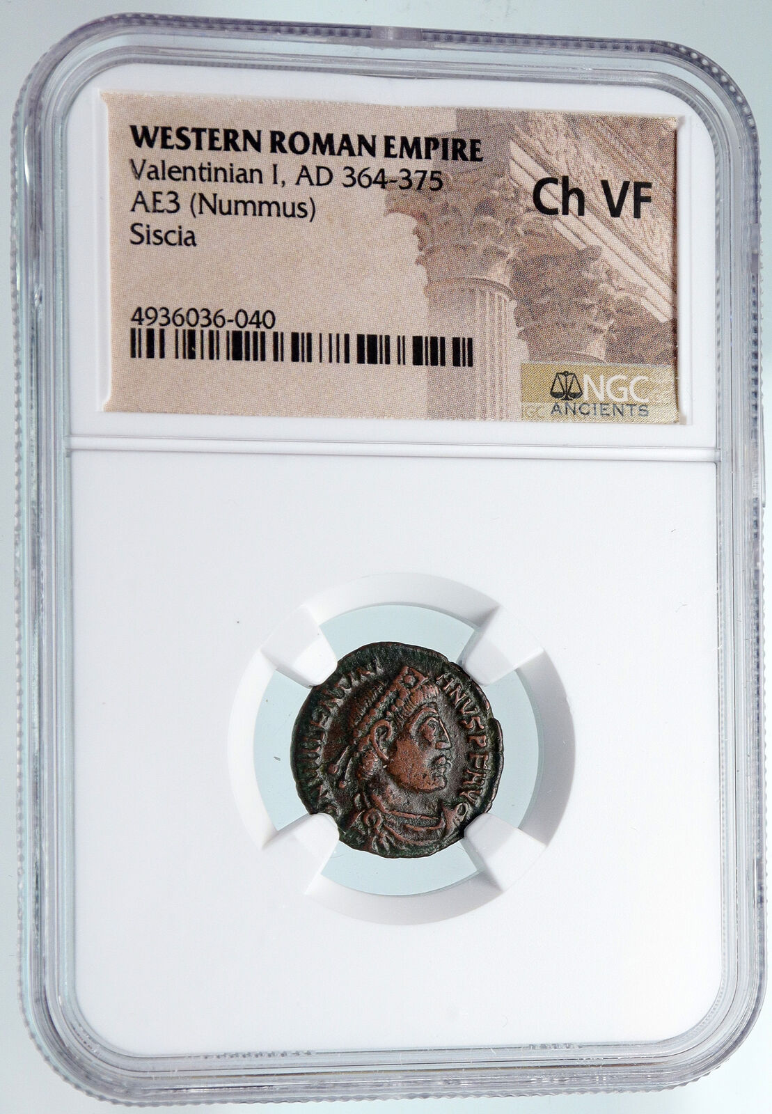 VALENTINIAN I Captive & CHRIST Chi-Rho Christian Ancient Roman Coin NGC i89703