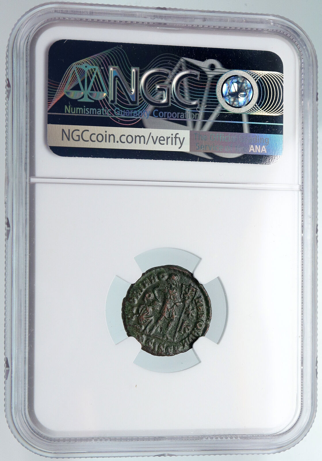 VALENTINIAN I Captive & CHRIST Chi-Rho Christian Ancient Roman Coin NGC i89703