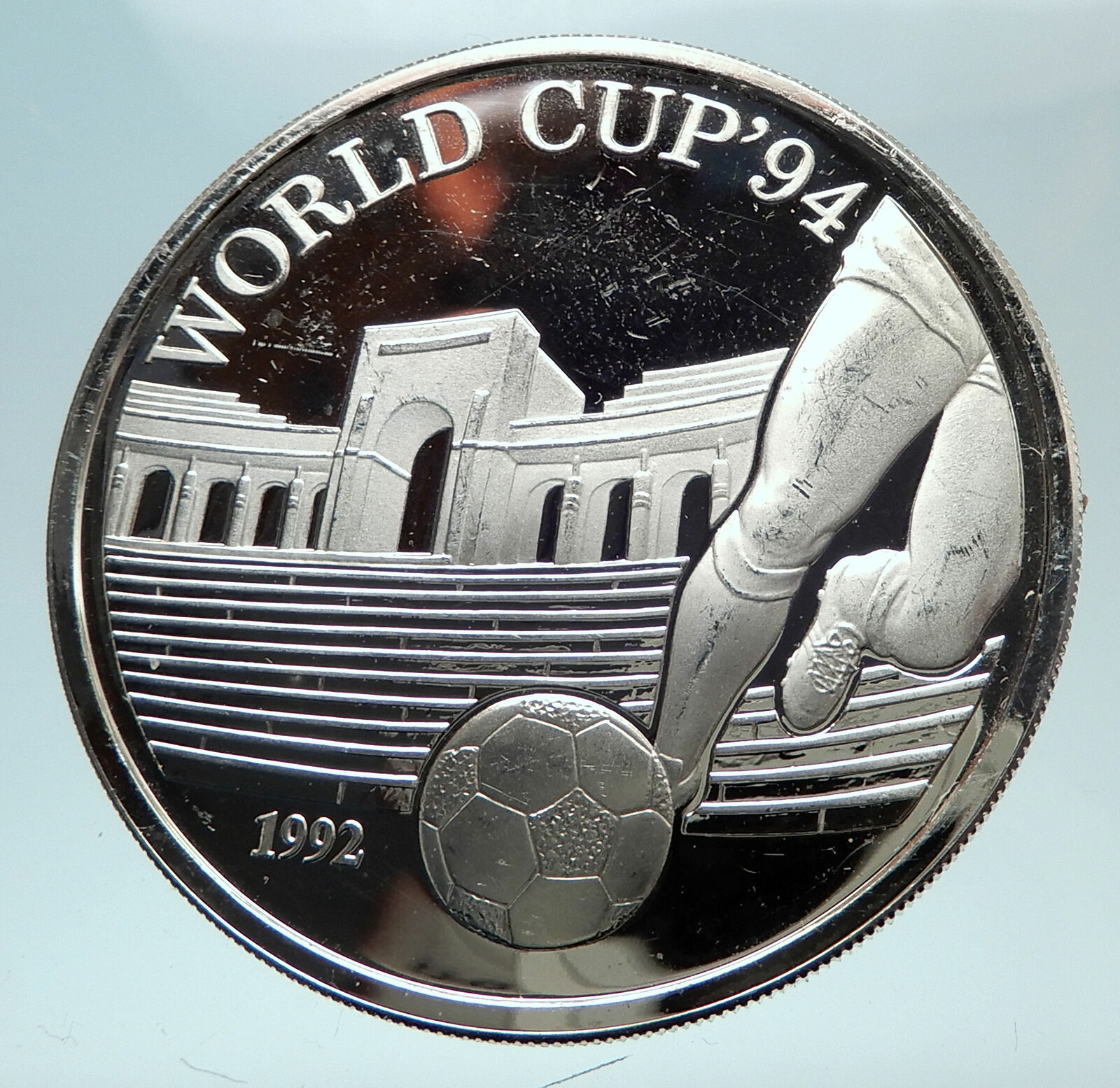 1992 SAMOA 1994 FIFA US World Cup Soccer Football Proof Silver 10T Coin i80961