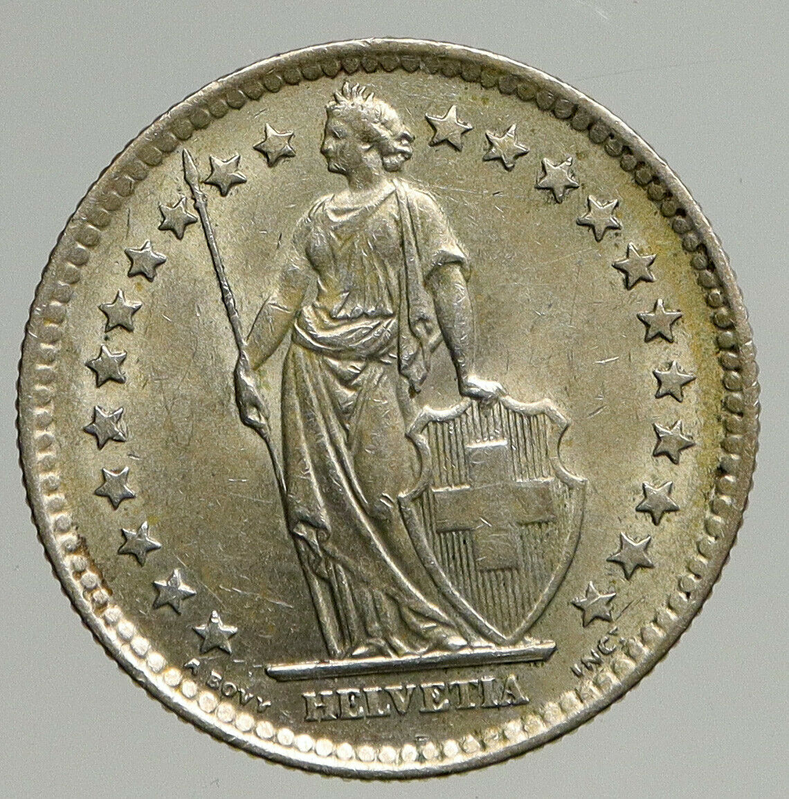 1963B SWITZERLAND - SILVER 2 Francs Coin HELVETIA Symbolizes SWISS Nation i93758