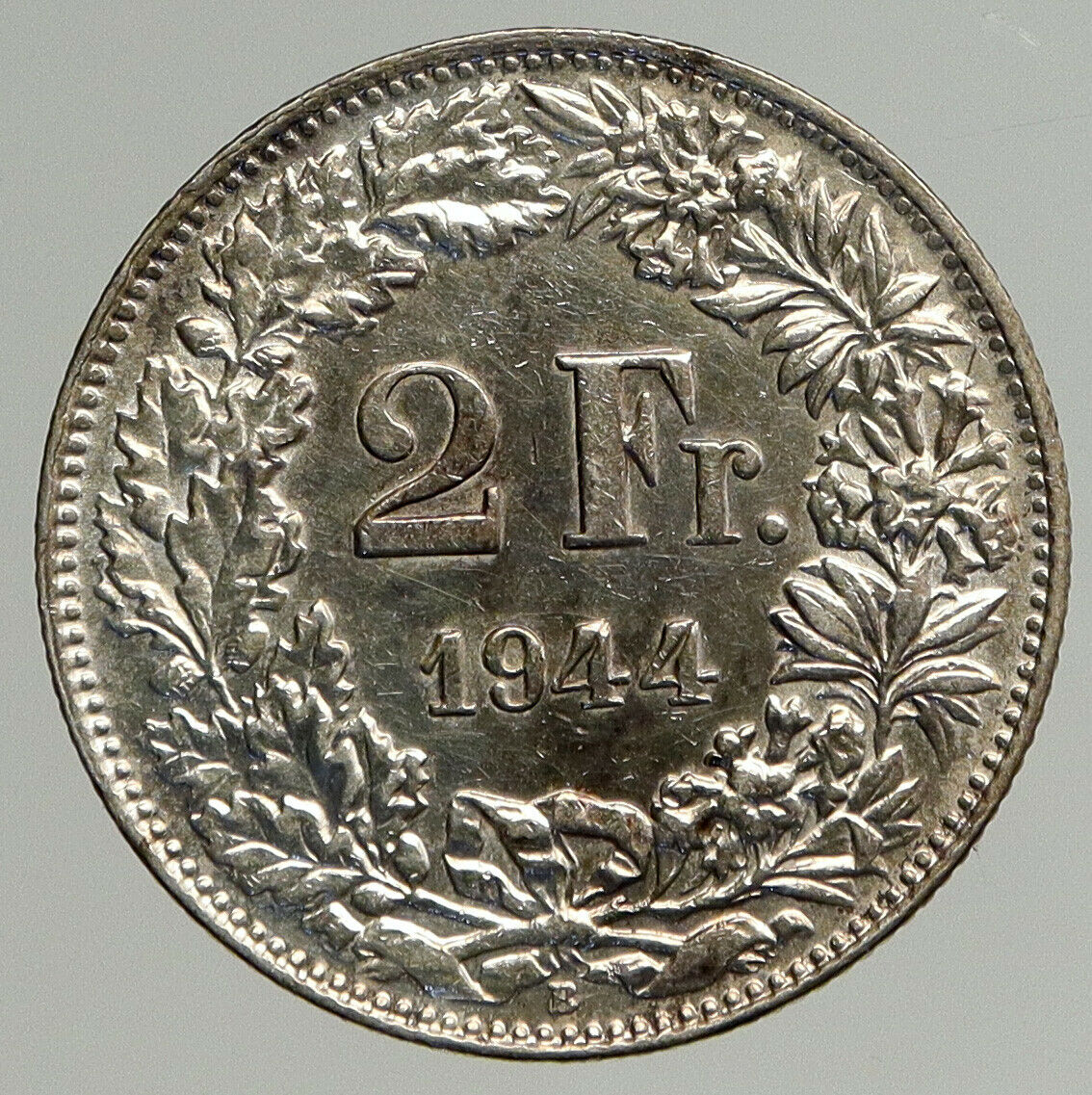 1944 SWITZERLAND - SILVER 2 Francs Coin HELVETIA Symbolizes SWISS Nation i93755