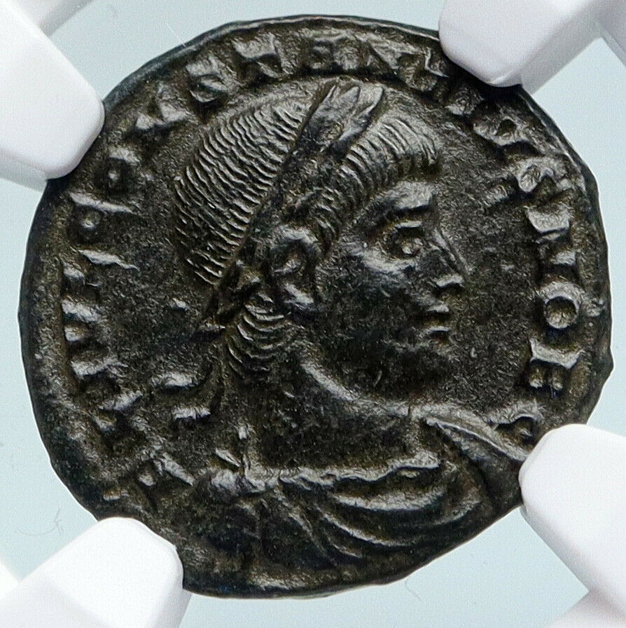 CONSTANTIUS II Authentic Ancient 330AD Genuine Roman Coin w SOLDIERS NGC i89690