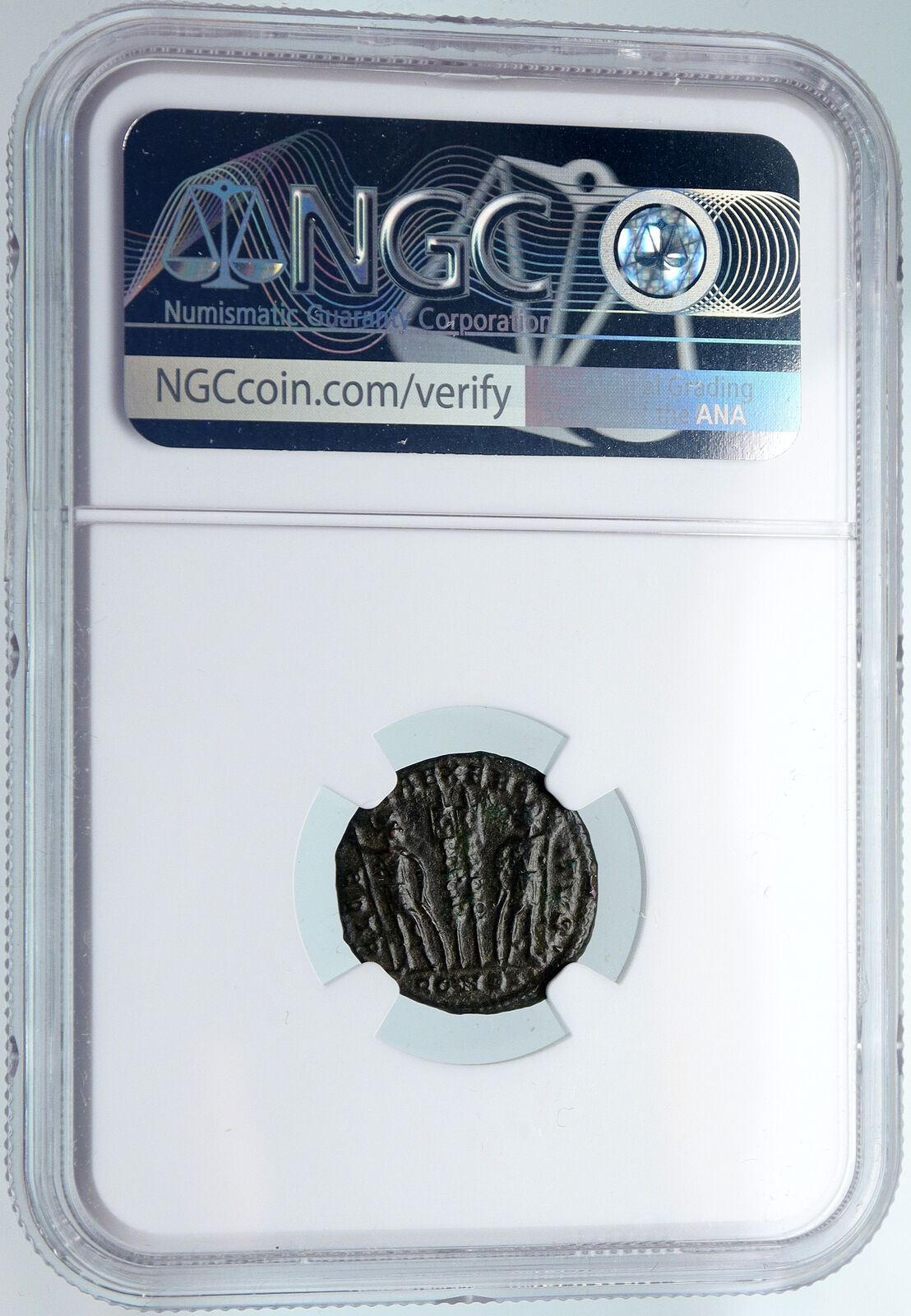 CONSTANTIUS II Authentic Ancient 330AD Genuine Roman Coin w SOLDIERS NGC i89690