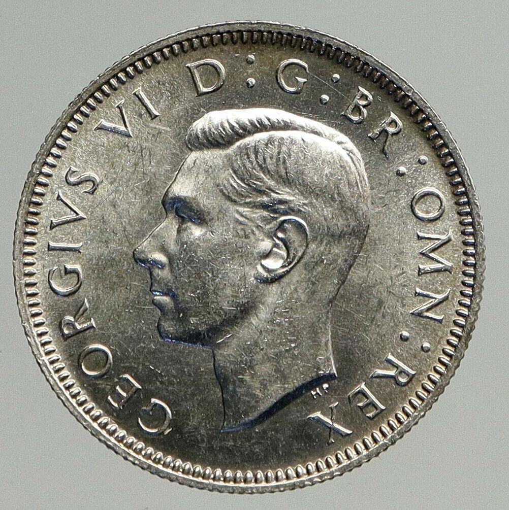 1944 Great Britain UK United Kingdom SILVER SHILLING Coin King George VI i93759