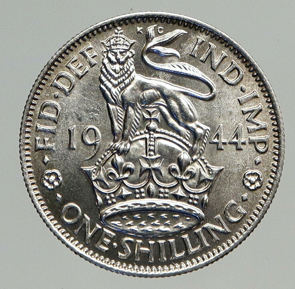 1944 Great Britain UK United Kingdom SILVER SHILLING Coin King George VI i93759