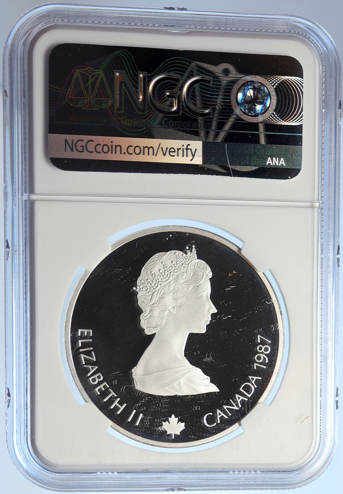 1987 CANADA 1988 CALGARY OLYMPICS Ski Jumping Proof Silver $20 Coin NGC i106645