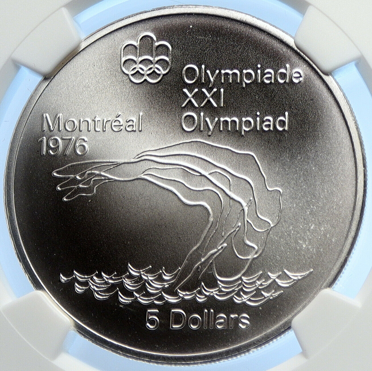 1975 CANADA Elizabeth II Olympics Montreal Diving BU Silver $5 Coin NGC i106658