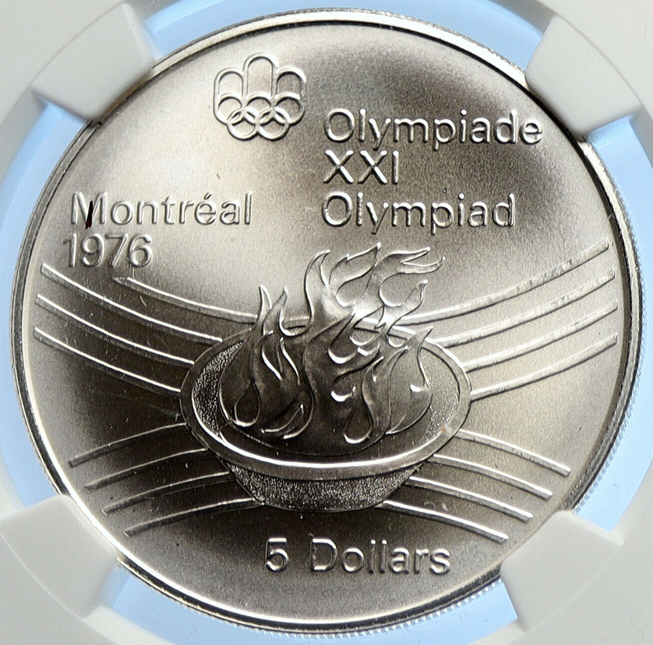 1976 CANADA UK Elizabeth II Olympics Montreal Torch BU Silver $5 Coin i106665