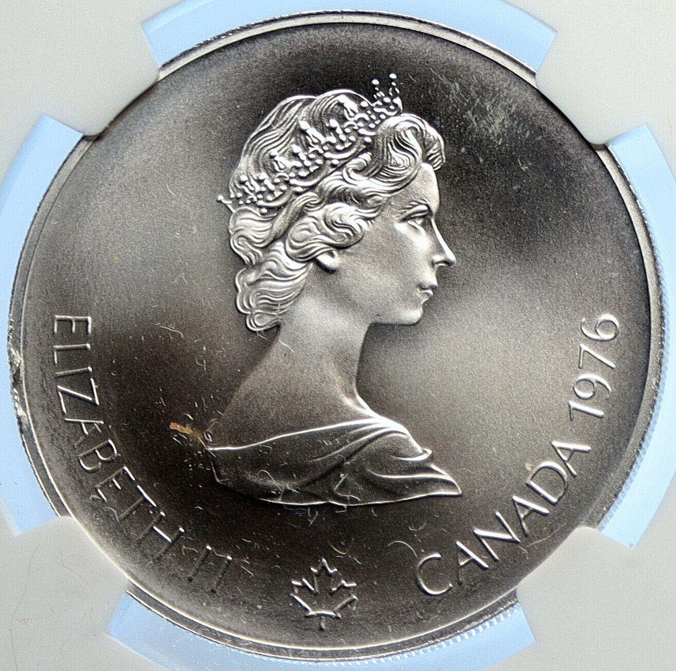 1976 CANADA UK Elizabeth II Olympics Montreal Torch BU Silver $5 Coin i106665