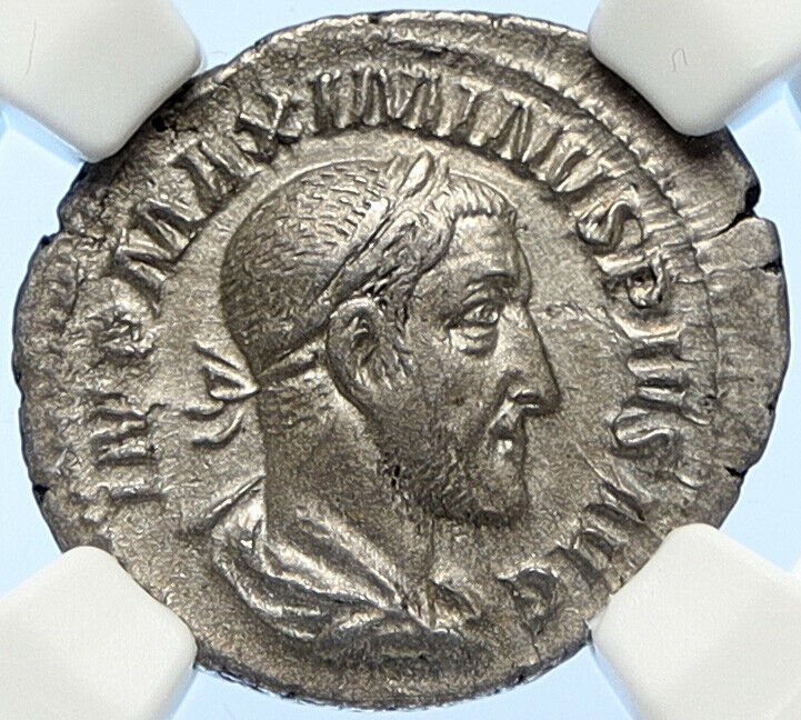 Maximinus I Thrax 236AD Silver Rare Ancient Roman Coin PAX SCEPTRE NGC i106624