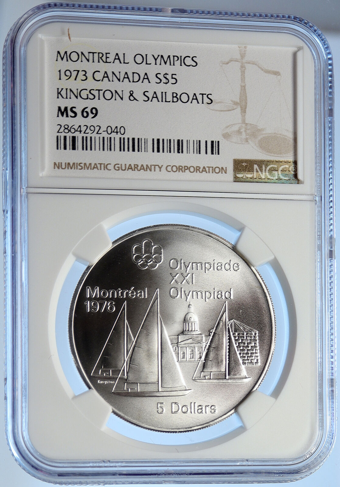 1973 CANADA Elizabeth II Olympic Montreal SAILBOATS BU Silver 5 Coin NGC i106664