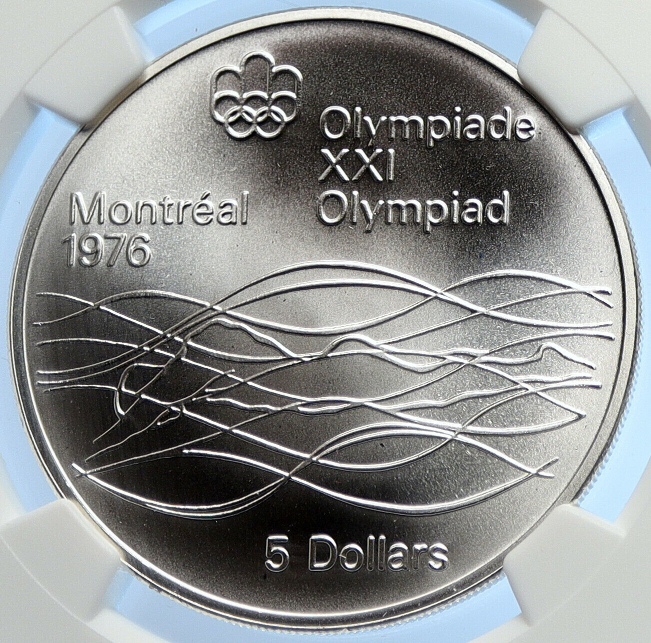 1975 CANADA Elizabeth II Olympics Montreal Diving BU Silver $5 Coin NGC i106663