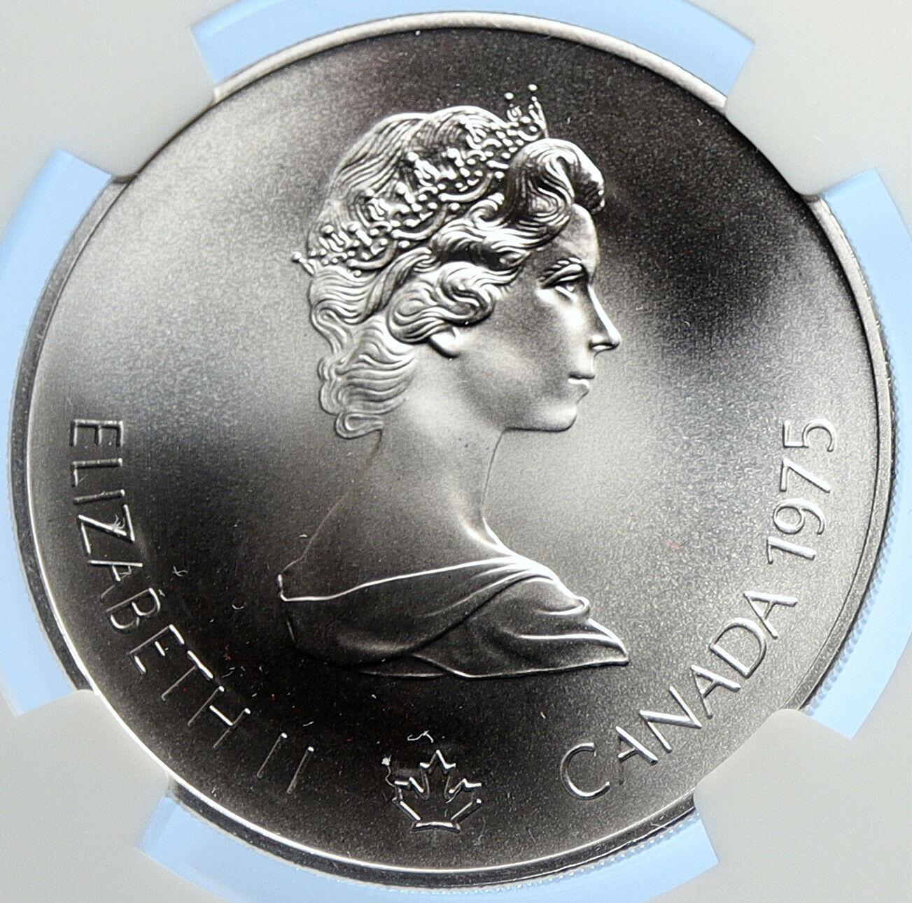 1975 CANADA Elizabeth II Olympics Montreal Diving BU Silver $5 Coin NGC i106663