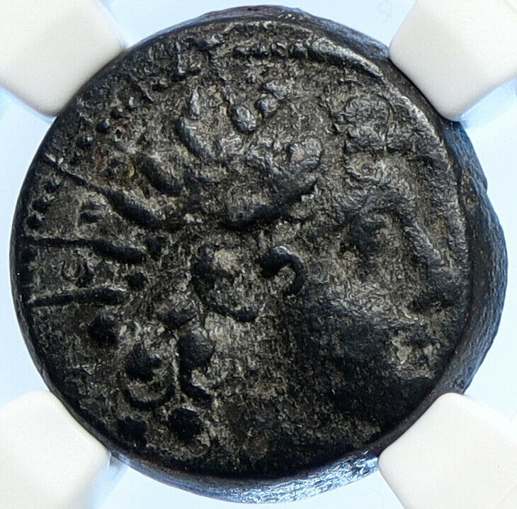 ANTIOCHOS VI Dionysos Ancient Seleukid Ancient Greek Coin KANTHAROS NGC i106681