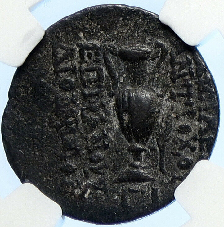 ANTIOCHOS VI Dionysos Ancient Seleukid Ancient Greek Coin KANTHAROS NGC i106681