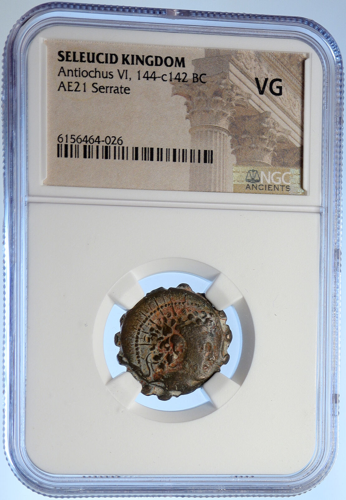 ANTIOCHOS VI Dionysos 144BC Seleukid Ancient Greek Coin ELEPHANT NGC i106691