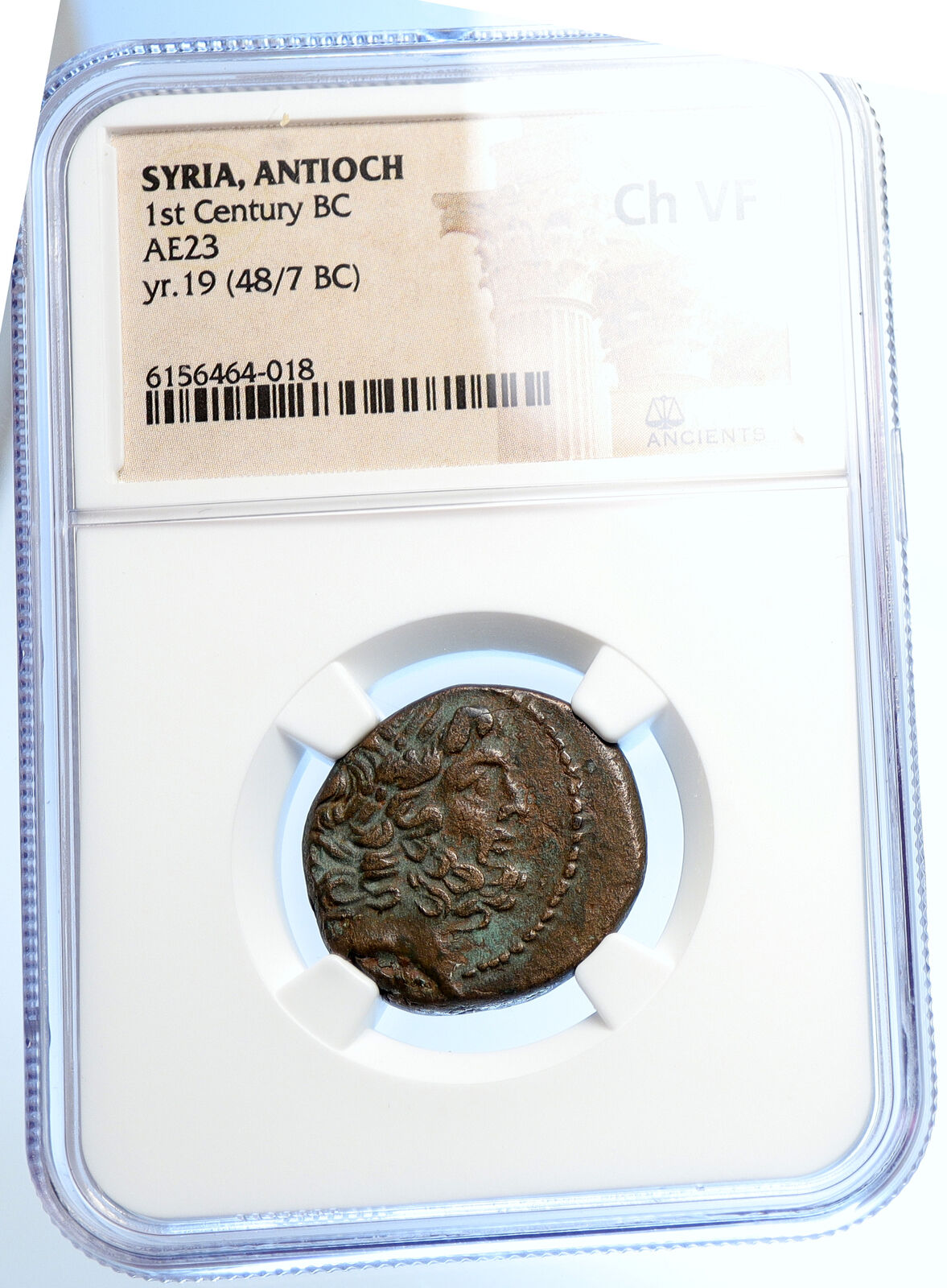 ANTIOCH on the ORONTES Authentic Ancient 41BC Greek Coin w NIKE ZEUS NGC i106683