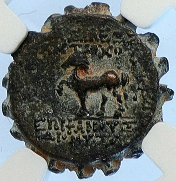 ANTIOCHOS VI Dionysos Ancient Seleukid ANTIQUE OLD Greek Coin HORSE NGC i106705