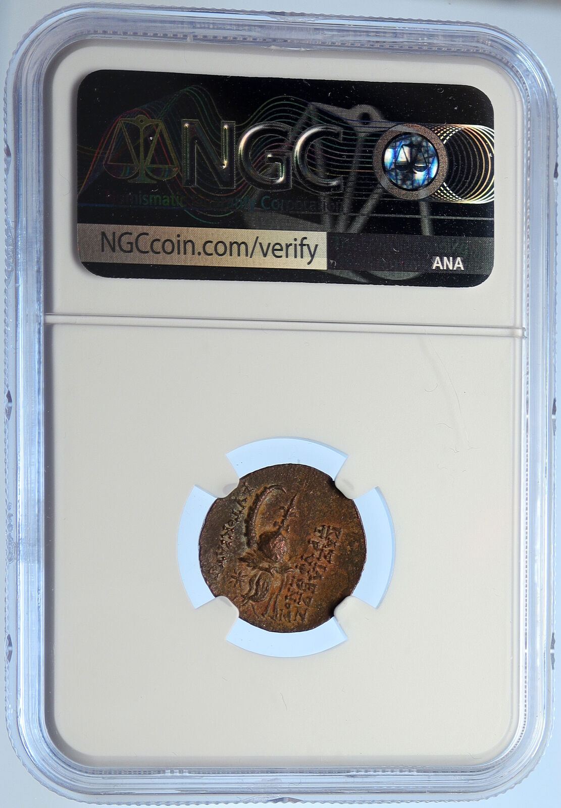 TRYPHON Rare Ancient Seleukid Authentic Ancient Greek Coin w HELMET NGC i106709