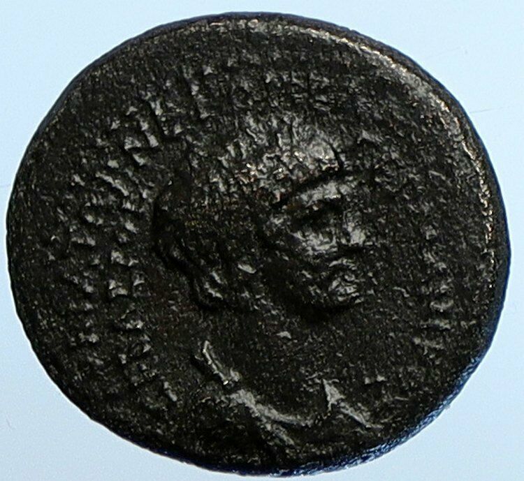 NERO Authentic Acmoneia in Phrygia OLD Roman Coin ZEUS w REGALIA & OWL i110217