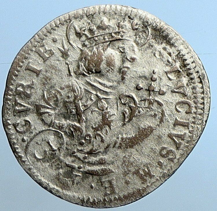 1733 SWITZERLAND Grisons Canton CHUR Saint Lucius Silver 3 Kreuzer Coin i110227