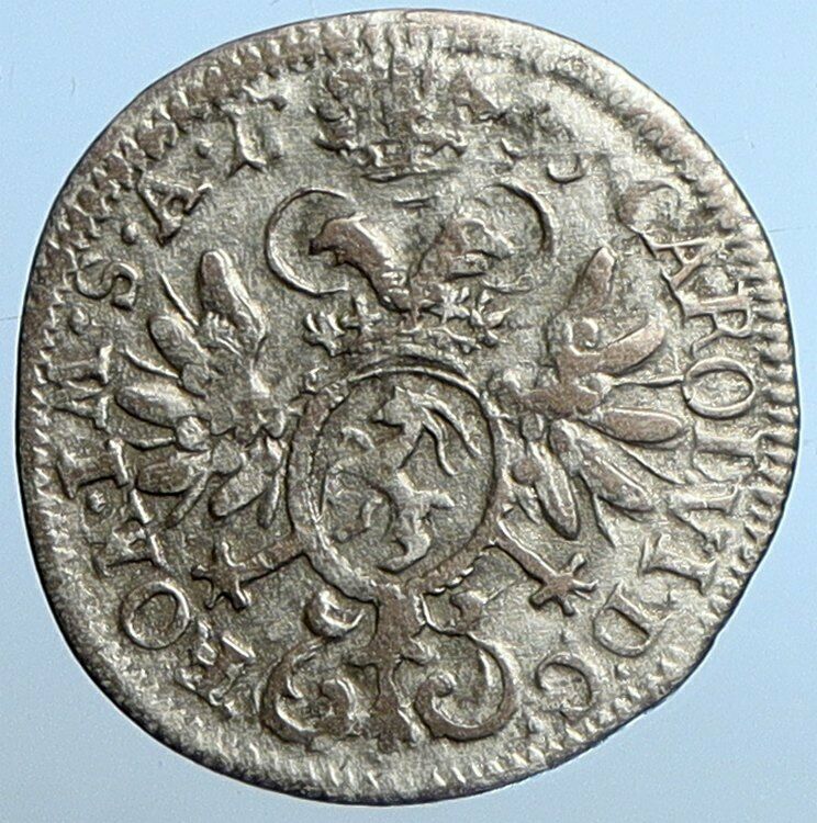 1733 SWITZERLAND Grisons Canton CHUR Saint Lucius Silver 3 Kreuzer Coin i110227