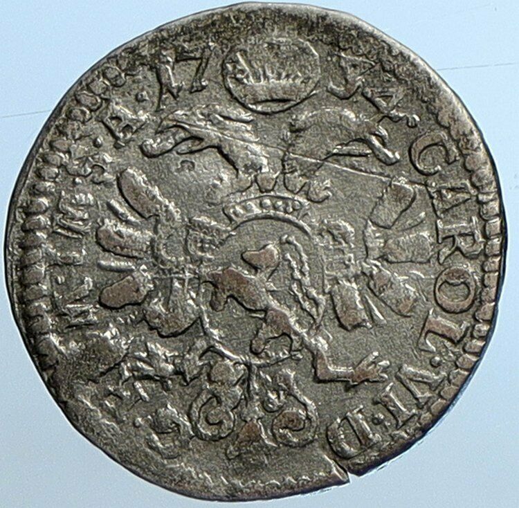 1734 SWITZERLAND Grisons Canton CHUR Saint Lucius Silver 3 Kreuzer Coin i110226