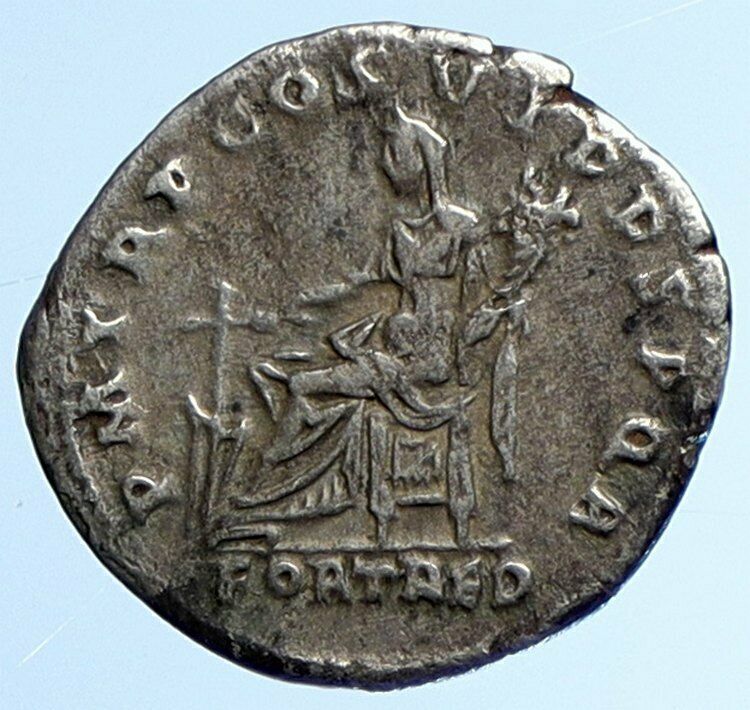 TRAJAN 116 AD Rome Authentic OLD Ancient Silver Roman Coin FORTUNA i110072