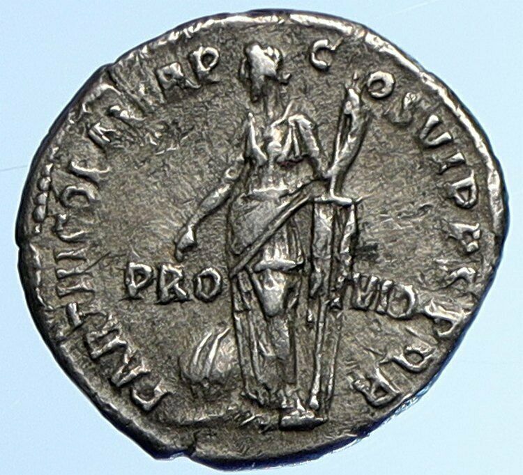 TRAJAN 114AD Rome Authentic OLD Ancient Silver Roman Coin PROVIDENTIA i110069