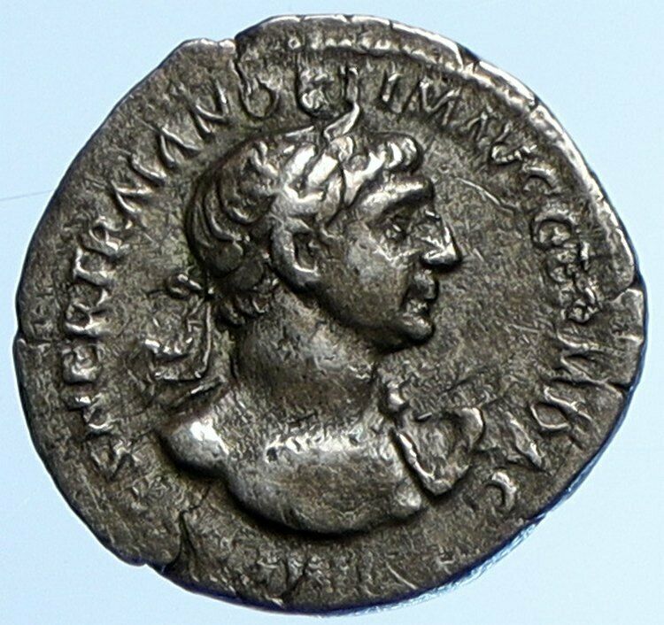 TRAJAN 114AD Rome Authentic OLD Ancient Silver Roman Coin PROVIDENTIA i110069