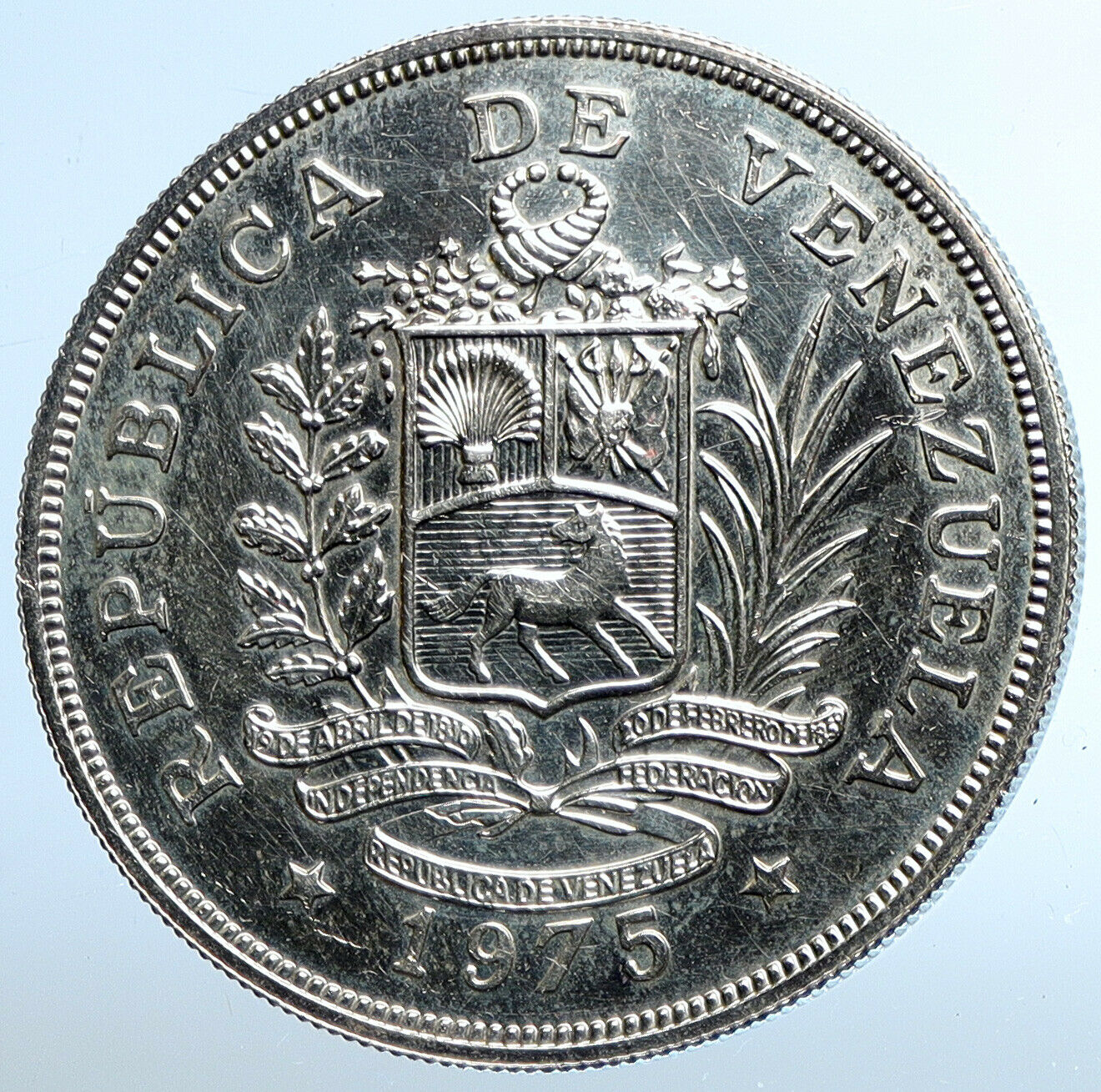 1975 VENEZUELA Armadillo Antique Genuine Proof Silver 50 Bolivars Coin i111052