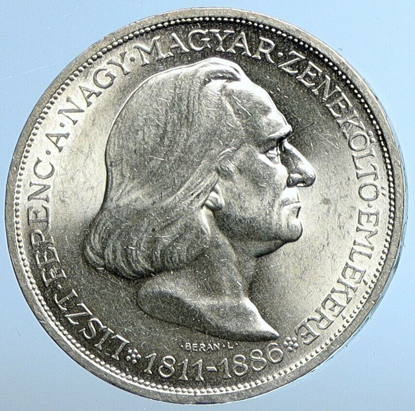 1936 HUNGARY Miklos Horthy MUSIC COMPOSER LISZT Old Silver 2 Pengo Coin i111049