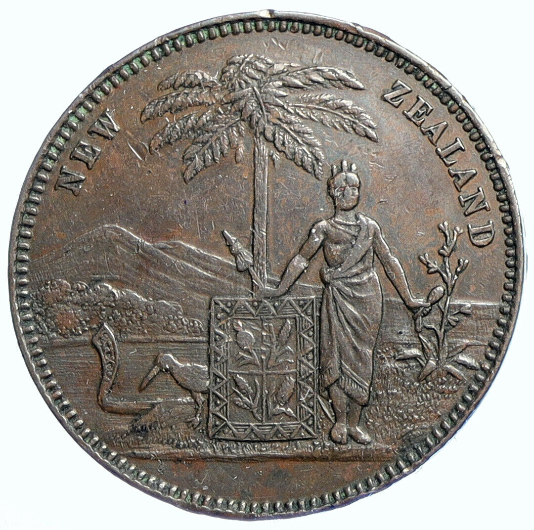 1881 NEW ZEALAND Milner & Thompson Christchurch Antique Penny Token Coin i111024