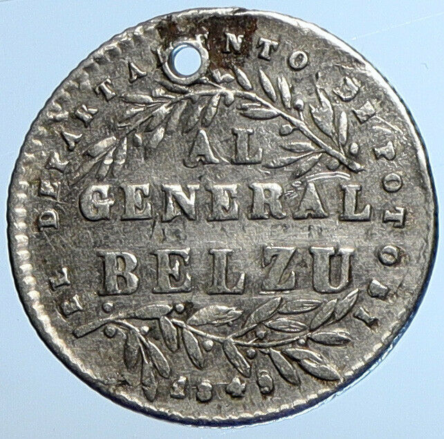 1849 BOLIVIA Angel General & President Belzu Silver Potosi Silver Medal i111060