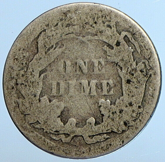 1887 UNITED STATES US Silver SEATED LIBERTY Vintage Antique Dime Coin i111098