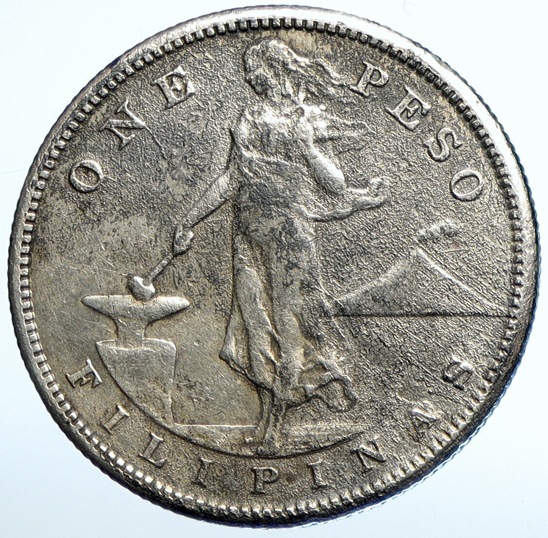 1907 S PHILIPPINES Under US Administration w Eagle OLD Silver PESO Coin i111099