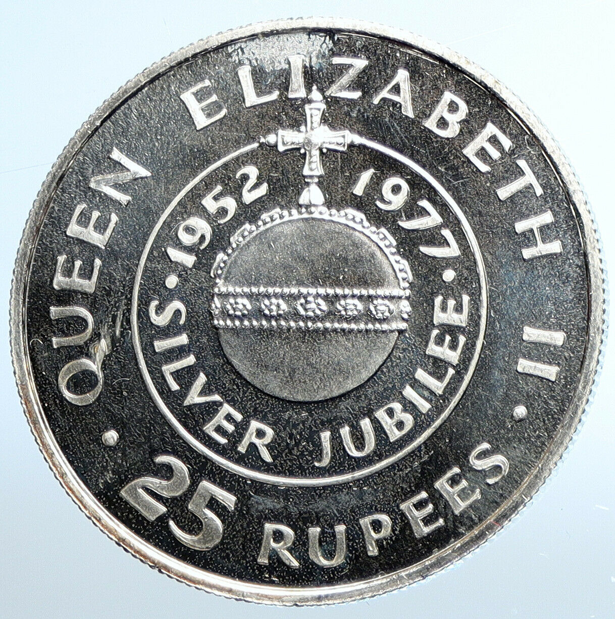 1977 SEYCHELLES Jubilee President James Mancham PF SILVER 25 Rupees Coin i111097