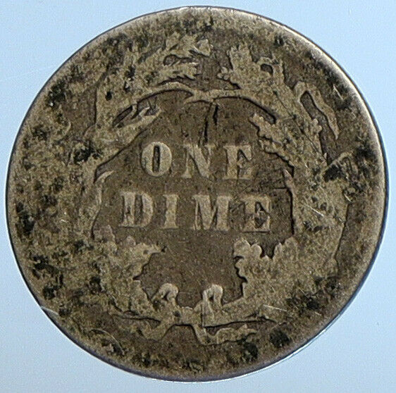 1886 P UNITED STATES US Silver SEATED LIBERTY Vintage Antique Dime Coin i111110