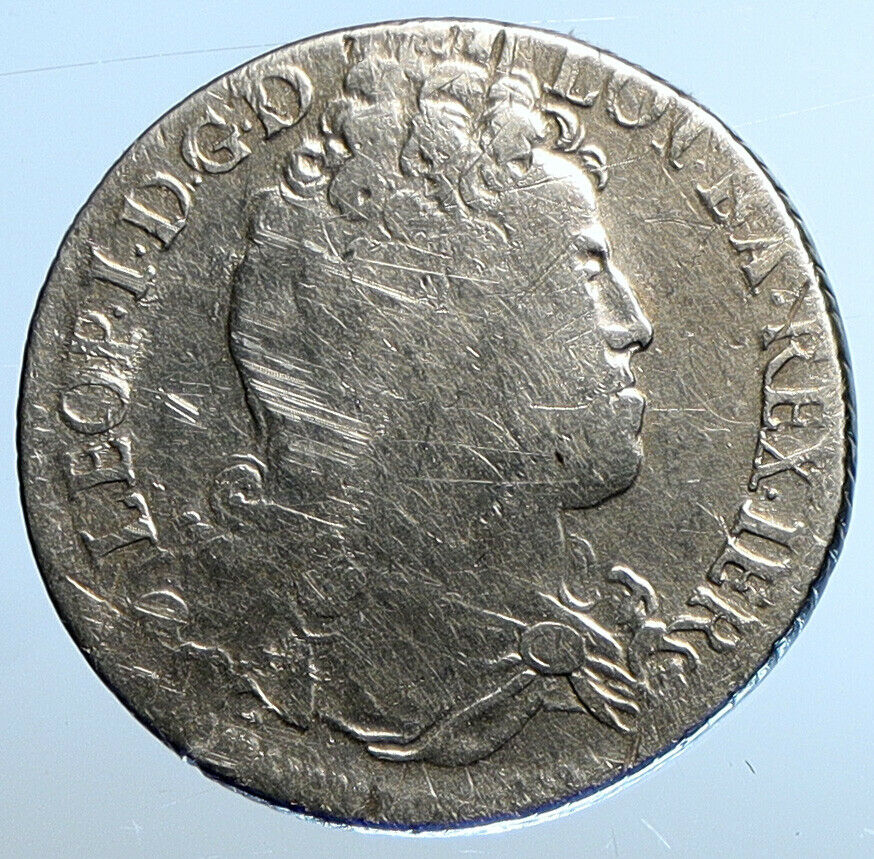 1713 FRANCE Duke Leopold Province of LORRAINE Antique Silver Teston Coin i111108