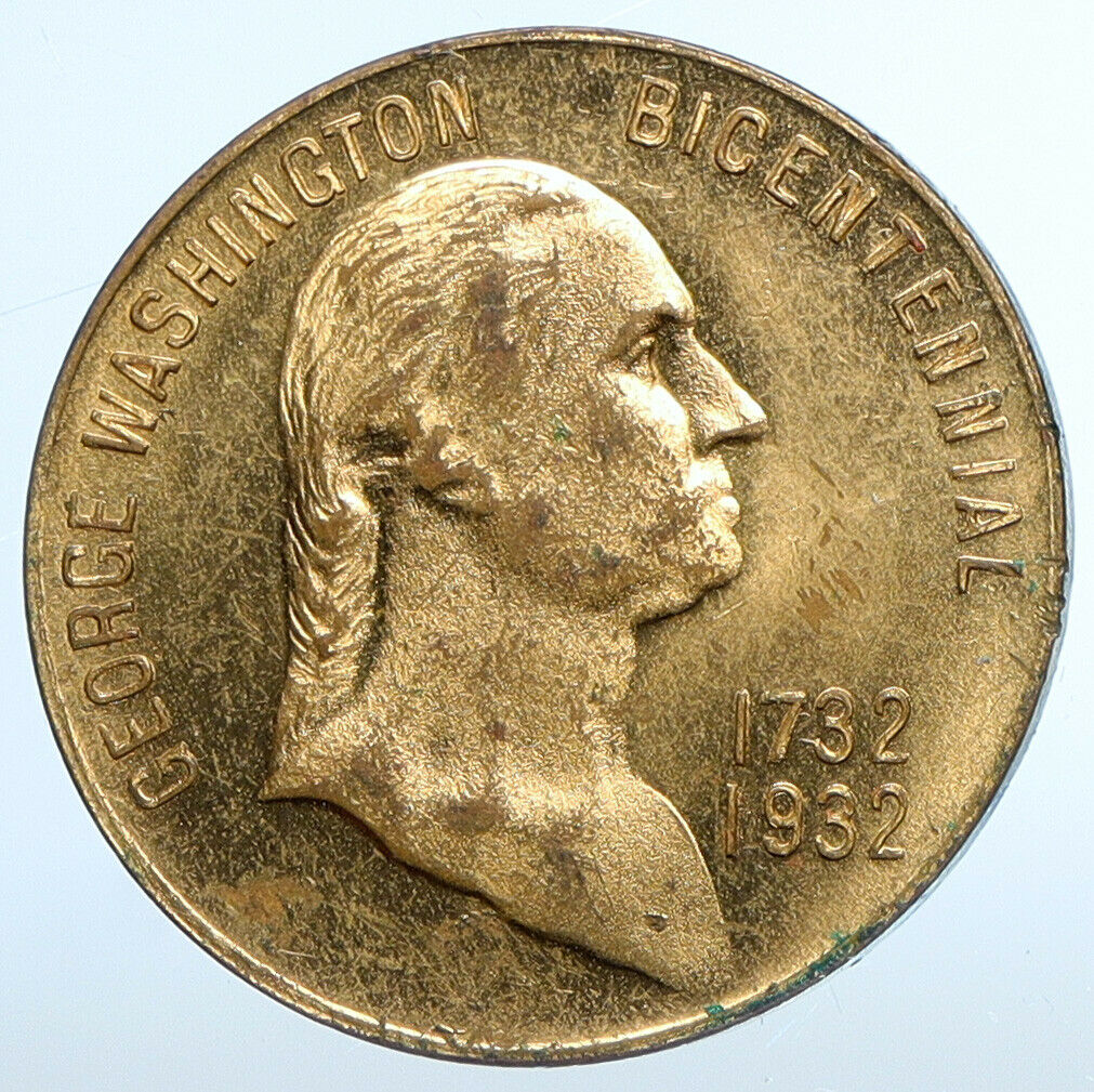 1932 UNITED STATES USA Washington Birthplace Bicentennial OLD GILT Medal i111107