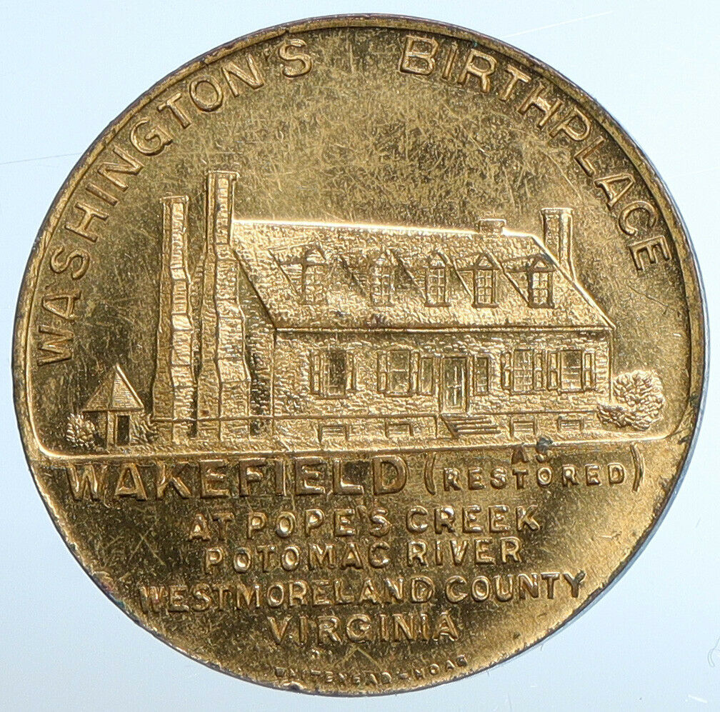 1932 UNITED STATES USA Washington Birthplace Bicentennial OLD GILT Medal i111107